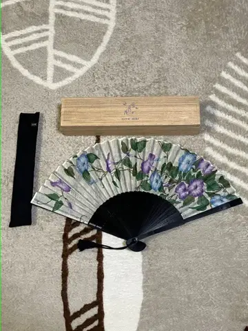 새상품/HANAE MORI/수국 패턴 부채 (부채 주머니 포함)