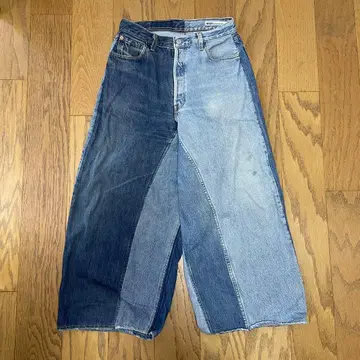 써니 사이드 업 패치워크 데님 와이드 팬츠