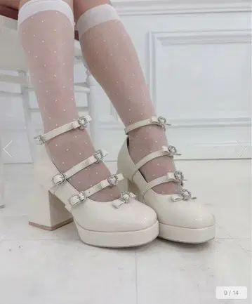 Honey cinnamon 비쥬 4연 리본 펌프스