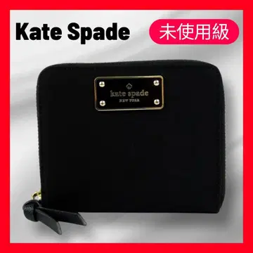 미사용급 케이트 스페이드 접이식 지갑 블랙 라운드 지퍼 고급 인기