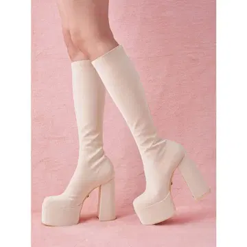 Darich 울트라 스트레치 가죽 롱 부츠 M 아이보리