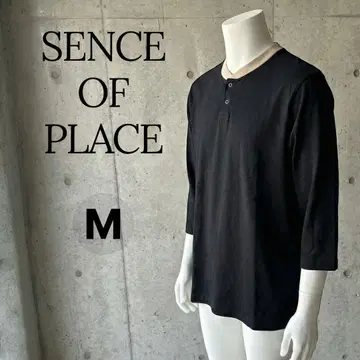 [새상품급] 센스 오브 플레이스 헨리넥 7부 소매 티셔츠 블랙 M 사이즈