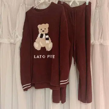 젤라또피케 파우더 모티브 자카드 풀오버 롱팬츠 베어