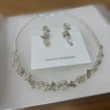결혼식 ANNAN WEDDING 펄 비즈 목걸이 귀찌 세트