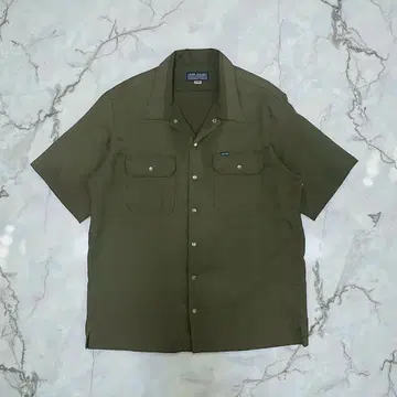 IRON HEART 반팔 워크 셔츠 아메카지 밀리터리 카키 일본제