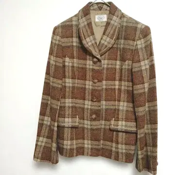 앨리스버리 자켓 브라운 계열 체크 더블 브레스트