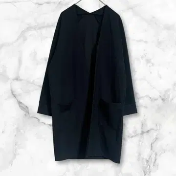 블랙 긴팔 가디건 포켓 부착 튜닉 기장 Free 심플