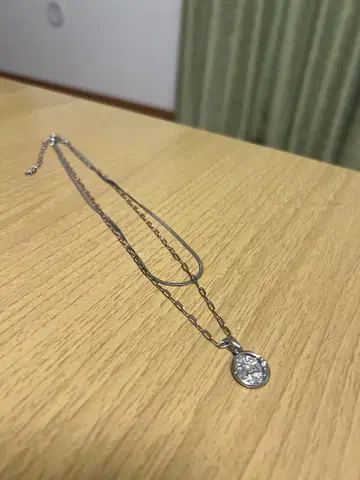 그린 레이블 릴랙싱 실버 이중 체인 목걸이