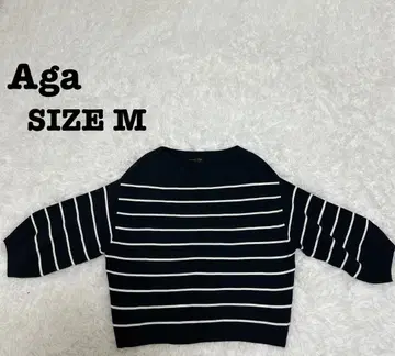 [새상품급] Aga 아가 보더 니트 풀오버 M 네이비[461]