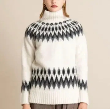 [ Uhr ] 우아 백 레이스업 노르딕 터틀 스웨터