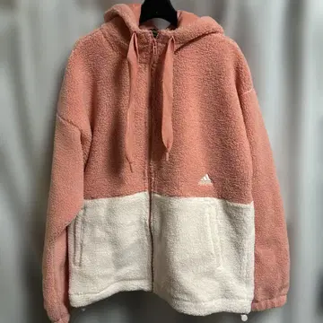 아디다스 플리스 자켓 핑크/화이트 보아 자켓 귀여운 M