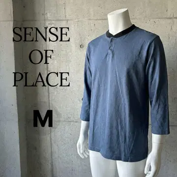 [새상품급] 센스 오브 플레이스 헨리넥 7부 소매 티셔츠 블루 M 사이즈