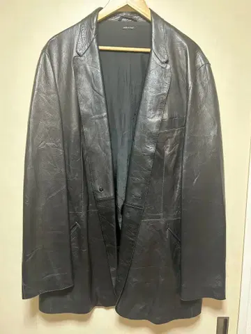 최고급 블랙택 Giorgio Armani 가죽 테일러드 자켓