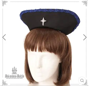 모와티에 간호사 캡 (블랙 x 파랑 레이스)