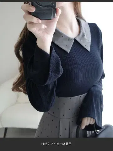 mily bilet 절개 배색 플레어 소매 도킹 원피스 (롱 기장)