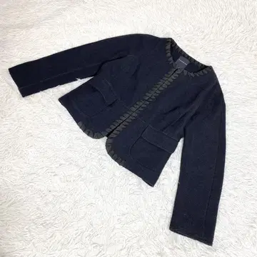 투모로우랜드 노카라 자켓 프론트 후크 블랙 사이즈 38