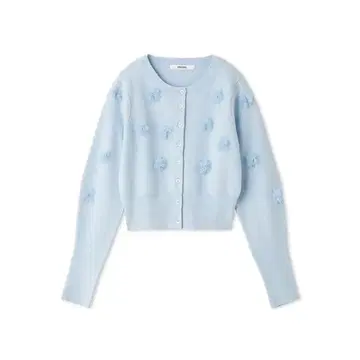 새상품 SNIDEL 플라워 모티브 가디건 라이트 블루