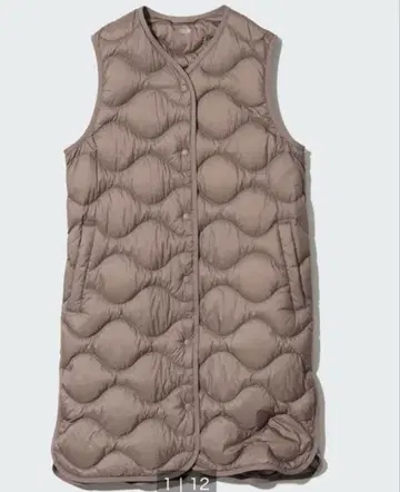 유니클로 울트라 라이트 다운 롱 베스트 S 다운 베이지