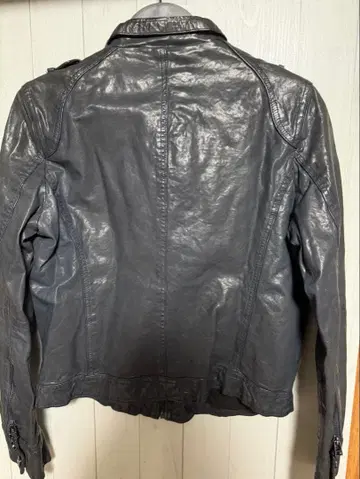 GNA 다크 네이비 가죽 라이더 자켓