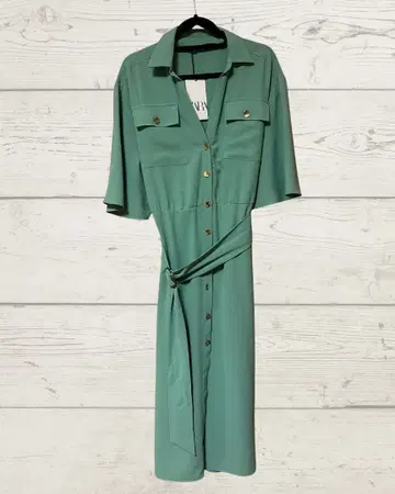 민트 그린 셔츠 원피스 L 사이즈