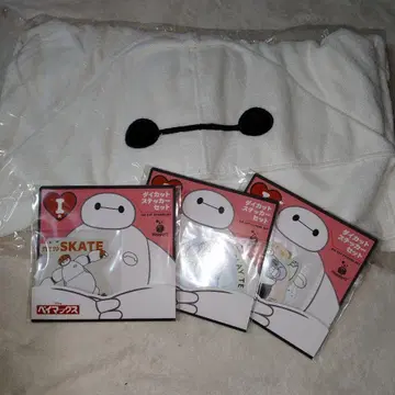 베이맥스 해피 복권 C상 후드 부착 타월 & I상 다이컷 스티커 세트