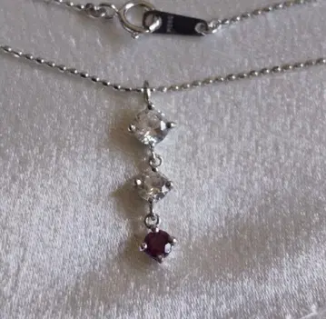 k14 화이트 골드 루비 다이아 목걸이 탑