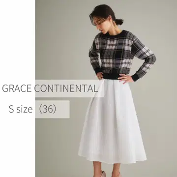 [ 새상품급 ] 그레이스 콘티넨탈 체크 니트 탑 스웨터 S 블랙