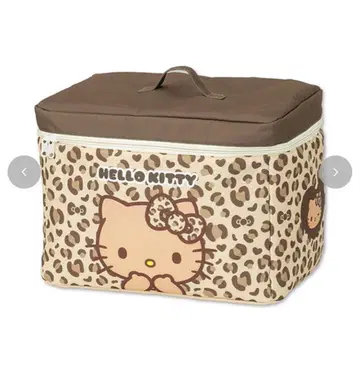 아베일 키티 뚜껑 포함 수납 박스 일광화상 갸루 브라운 레오파드 무늬