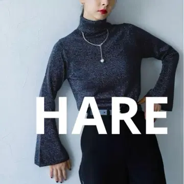 HARE 플레어 슬리브 라메 터틀 니트