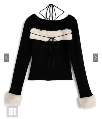 GRL 퍼 홀터넥 리본 니트탑[ru1387]