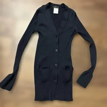 스터닝 루어 소매 플레어 네이비 리브 가디건 M 사이즈