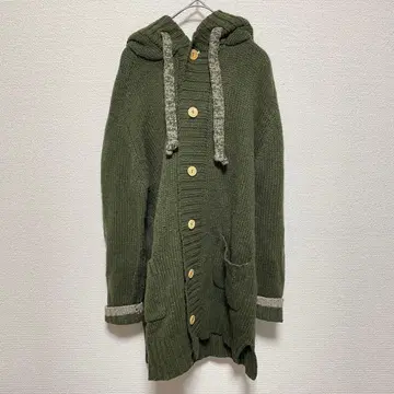 CUBE SUGAR 니트 후디 가디건 카키 M 사이즈
