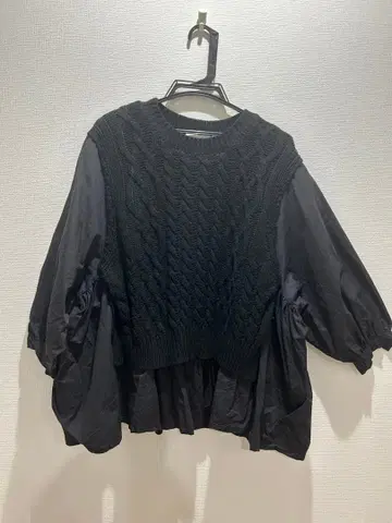 mite 케이블 짜임 니트+블라우스