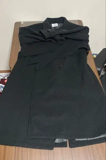 오버 사이즈 울 라이크 멜톤 스탠드넥 롱 트렌치코트