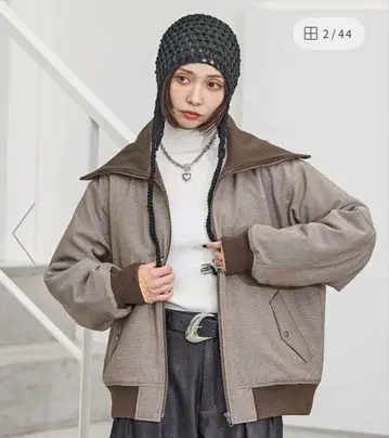 PAGEBOY 빅 칼라 밀리터리 블루종 충전솜