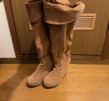 롱 니하이 부츠 브라운 스웨이드 느낌 23.5cm