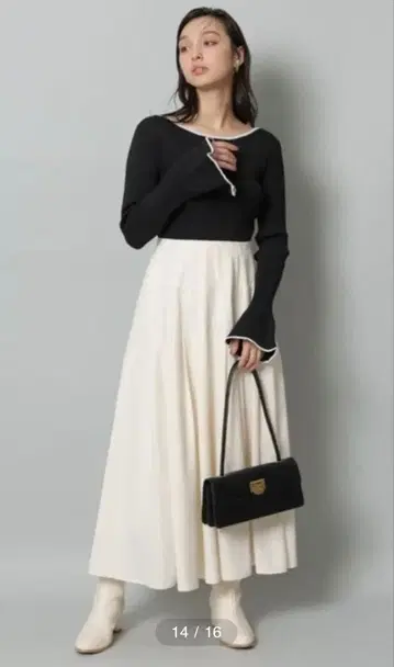 리랜드트루 타프타 니트 도킹 롱 원피스 허리 리본 포함