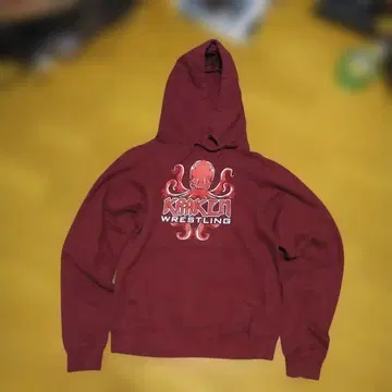 크라켄 WRESTLING 후드티 버건디 문어 레슬링 유즈드
