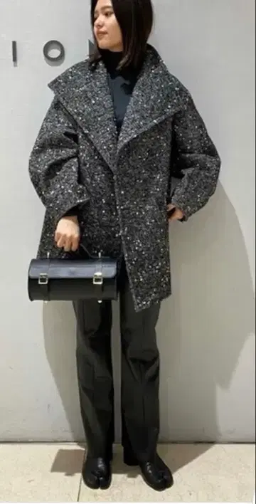 ESTNATION 네프 트위드 코쿤 코트 새상품급