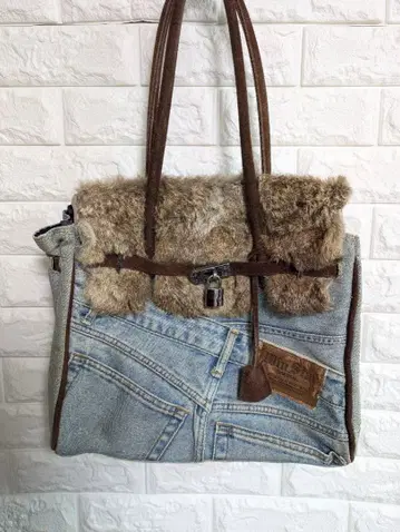 min star 헤이세이 데님 퍼 숄더백 한국제