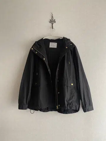 BAYFLOW 블랙 후드 부착 블루종 자켓