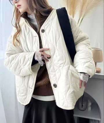 자바 아이보리 퀼팅 자켓 XL