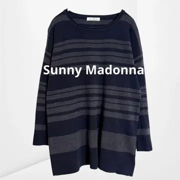 [ 써니마돈나 ] 보더 니트 네이비 x 그레이 캐주얼 긴팔 ( L )