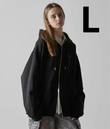 CLEL 헤비웨이트 로고 자수 풀 집업 후드티 블랙 L 자수 없음