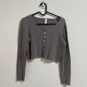 퍼플 V넥 크롭 가디건