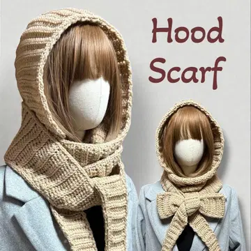 후드 달린 머플러 발라클라바 니트 핸드메이드 크로셰 뜨개질