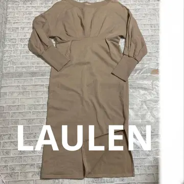 LAULEN 베이지 롱 원피스 슬릿 있음