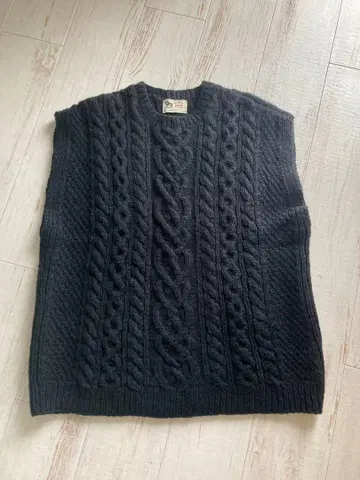 KHWOPA 핸드메이드 케이블 니트 베스트