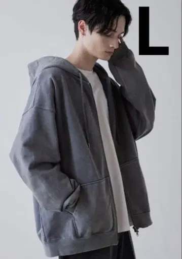 CLEL 헤비 웨이트 로고 자수 풀 집업 후드티 블루 계열 L