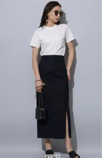 아르페쥬 스토리 하이웨스트 슬릿 타이트 스커트